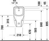 DURAVIT D-Code Urinal rimless, Zulauf hinten, ohne Fliege, weiß – Sanitärkeramik