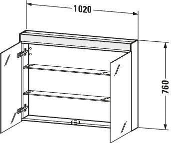 Duravit Spiegelschrank Brioso BR7102 betongrau 820 mm mit LED-Beleuchtung, Steckdose und Soft-Close