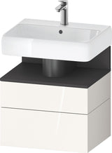 DURAVIT Qatego Waschtischunterbau 590 mm wandhängend, 1 Auszug, weiß Hochglanz, Nische Eiche Schwarz