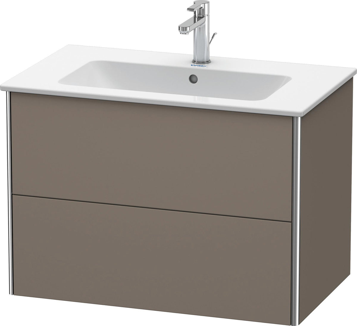 DURAVIT XSquare Waschtischunterbau 810 mm Flannel Grey Hochglanz, 2 Schubkästen, wandhängend