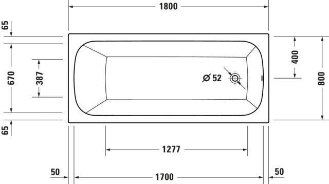 DURAVIT Qatego Einbauwanne 1500x750mm Acryl weiß, 1 Rückenschräge, Überlauf