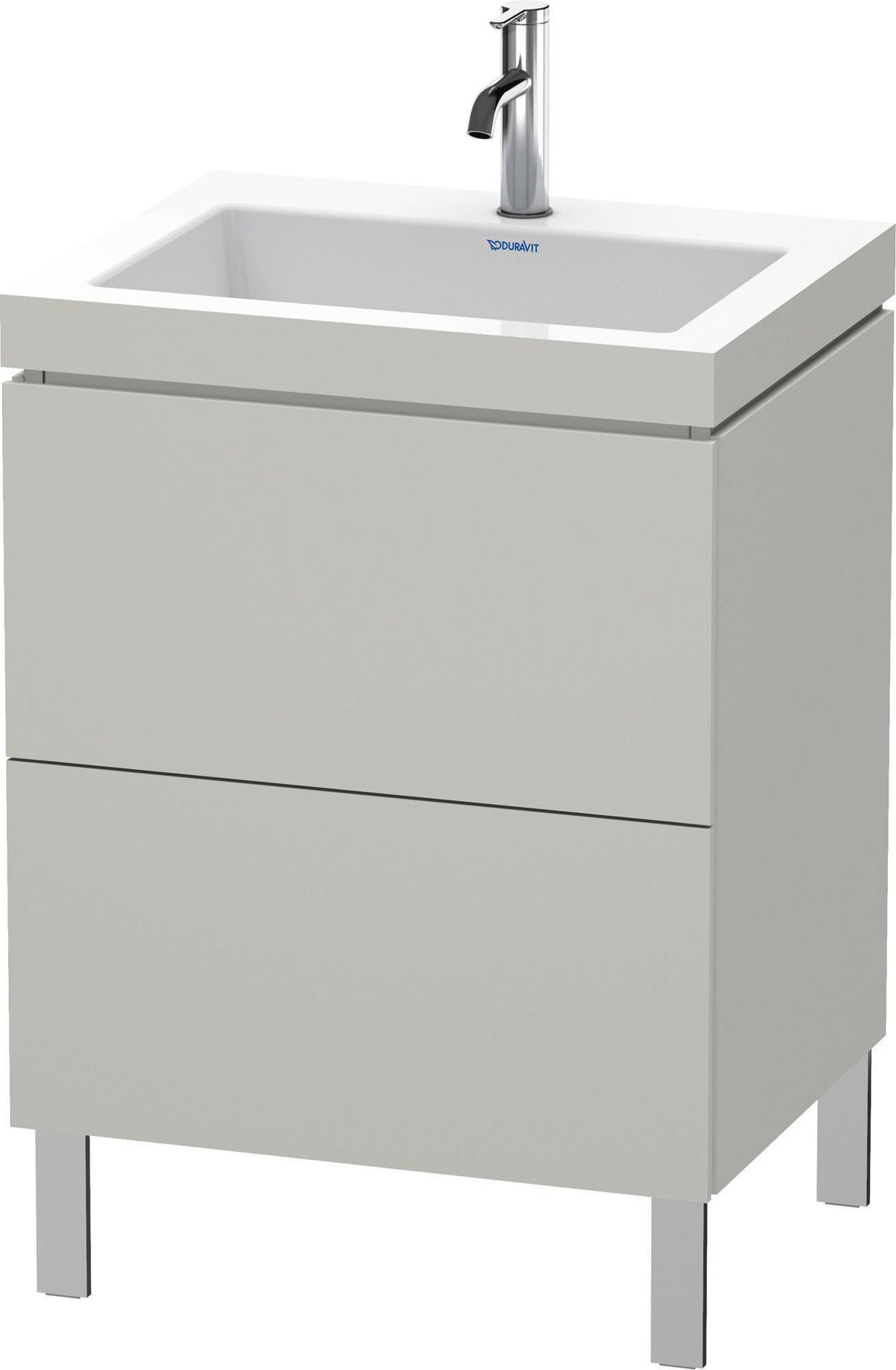 Duravit L-Cube c-bonded Waschtischset 698 mm betongrau matt mit 2 Auszügen und Tip-On-Technik