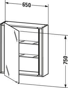 Duravit Ketho Spiegelschrank 650 mm, Türanschlag rechts, weiß matt, LED-Beleuchtung, Sensorschalter