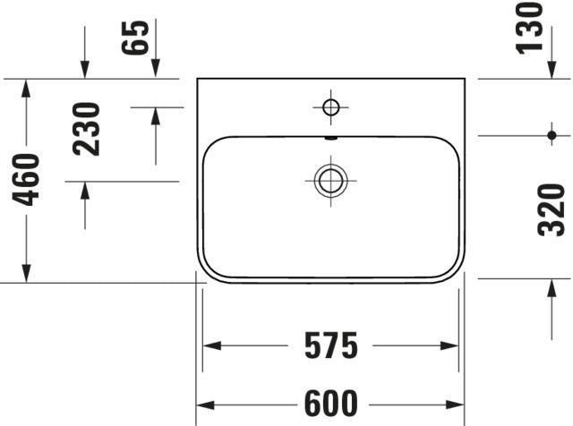 DURAVIT Aufsatzbecken Happy D.2 Plus 600 mm Weiß mit Überlauf und Hahnlochbank