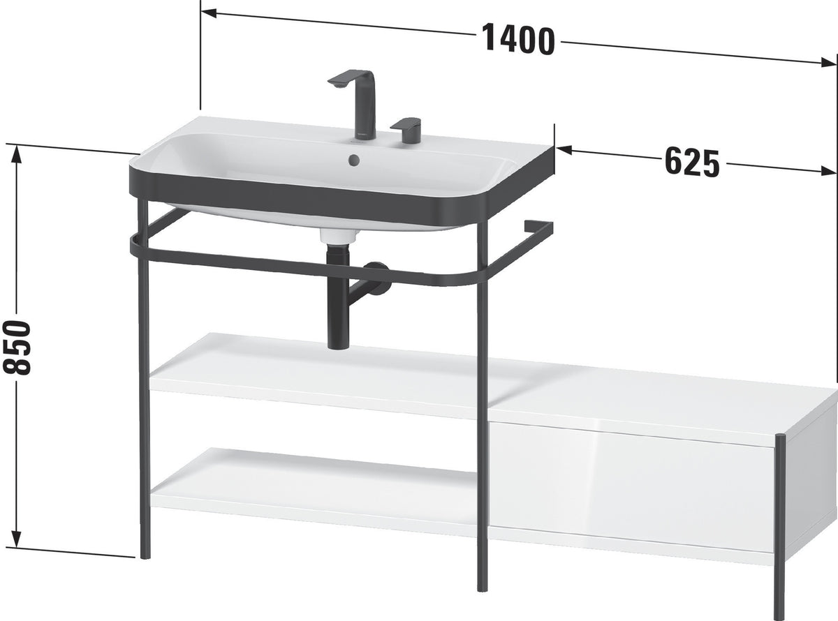 Duravit Happy D.2 Plus Waschtischunterbau 1400 mm mit Metallkonsole supermatt