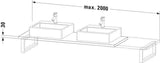 Duravit L-Cube Konsole variabel 800-2000 mm, 2 Ausschnitte, Amerikanischer Nussbaum