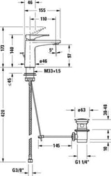 DURAVIT Tulum by Starck Einhebel-Waschtischmischer Schwarz Matt mit Zugstange