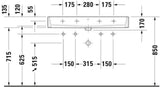 Duravit Waschtisch Vero Air 1000 mm mit Überlauf, 2 Hahnlöchern, 1 Becken, weiß