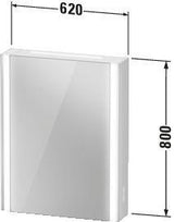 DURAVIT XViu Spiegelschrank 620x800x156 mm, rechts, LED, champagner matt – mit Front- und Innenspiegel