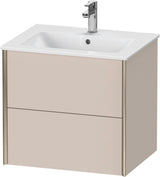DURAVIT XViu Waschtischunterbau wandhängend 610 mm, 2 Schubkästen, weiß matt – ohne Griff, mit Tip-On-Technik