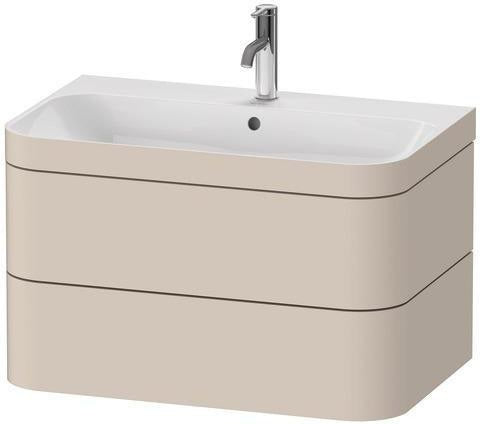 Duravit Waschtischset Happy D.2 Plus, 2 Schubkästen, 775x490 mm, Einrichtungssystem Ahorn Mitte Taupe Supermatt