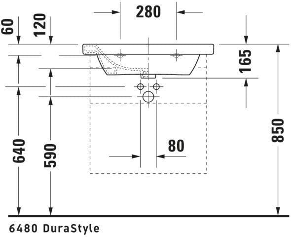 DURAVIT DuraStyle Möbelwaschtisch 650 mm mit Überlauf, 1 Hahnloch, weiß – wandhängend