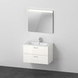 DURAVIT XBase Möbel-Set 830 mm Weiß Glänzend mit Waschtisch, Unterbau, 2 Schubkästen & Spiegel