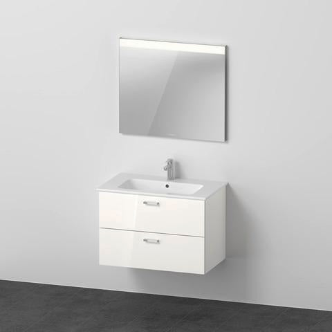 DURAVIT XBase Möbel-Set 830 mm Weiß Glänzend mit Waschtisch, Unterbau, 2 Schubkästen & Spiegel