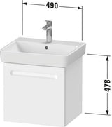 Duravit No.1 Waschtischunterbau wandhängend 490 mm, 1 Auszug, Weiß Matt – mit Soft-Close