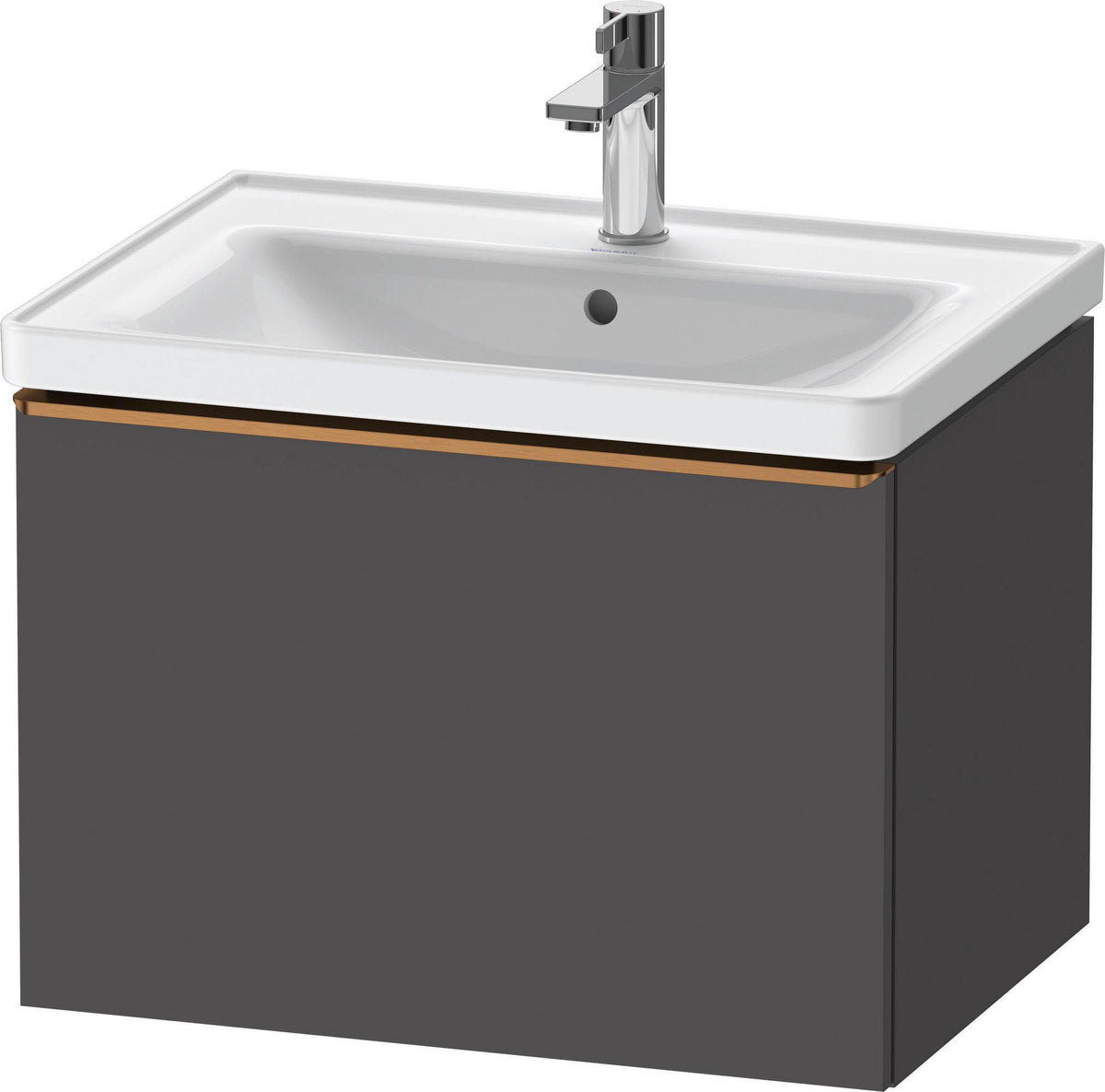 Duravit D-Neo Waschtischunterbau 634 mm betongrau matt mit Bronze-Griff und Soft-Close-Auszug