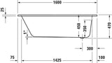 DURAVIT D-Code Badewanne 1700x700mm Einbau Weiß mit Überlauf