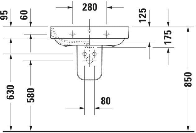DURAVIT Waschtisch Happy D.2 650 mm mit Überlauf, 1 Hahnloch, wandhängend, weiß