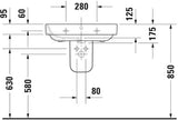 DURAVIT Waschtisch Happy D.2 650 mm mit Überlauf, 1 Hahnloch, wandhängend, weiß