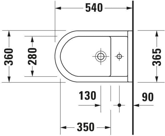 DURAVIT Wand-Bidet Starck 3 540 mm mit Überlauf & Hahnlochbank, weiß