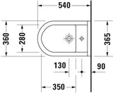 DURAVIT Wand-Bidet Starck 3 540 mm mit Überlauf & Hahnlochbank, weiß