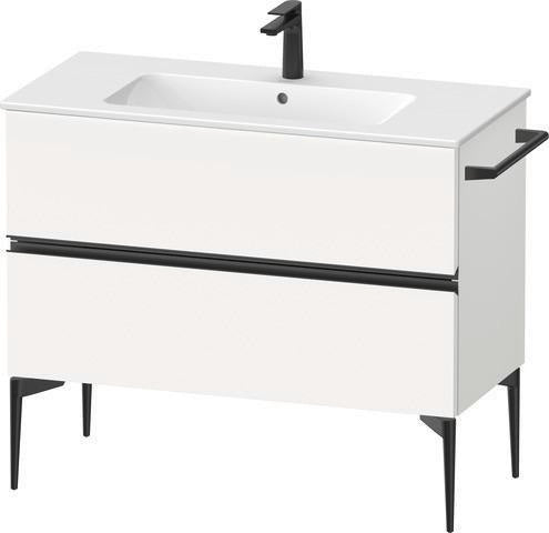 Duravit Sivida Waschtischunterbau 1010 mm bodenstehend, 2 Schubkästen, Soft-Close, Weiß Matt/Chrom