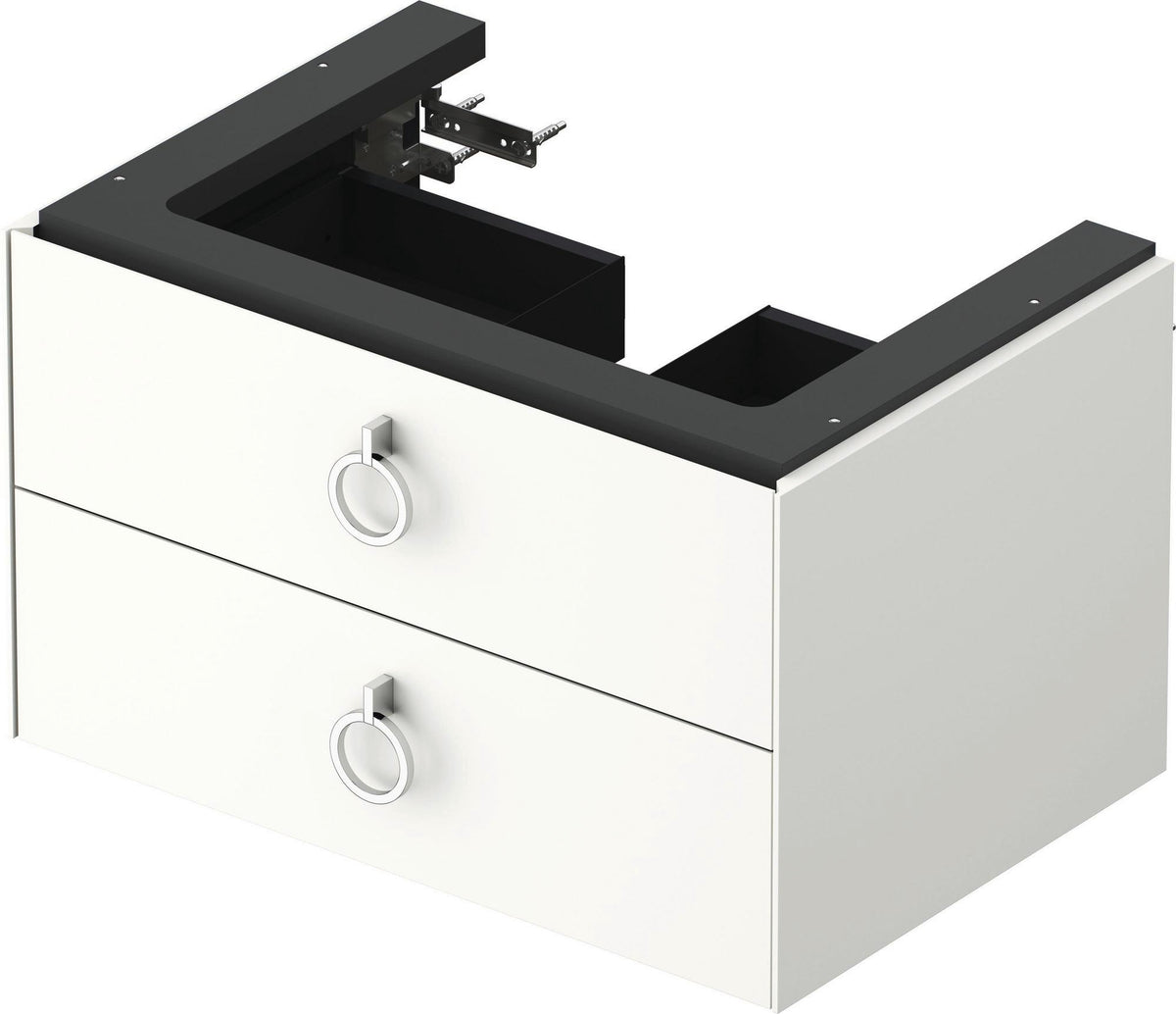 Duravit White Tulip Waschtischunterbau wandhängend 684 mm mit 2 Schubkästen und Griff, weiß seidenmatt