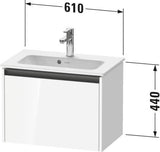 DURAVIT Ketho.2 Waschtischunterbau 610 mm betongrau matt mit Soft-Close-Auszug