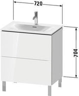 Duravit L-Cube Waschtischunterbau 720 mm weiß matt mit Tip-On-Technik und 2 Auszügen