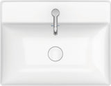 Duravit DuraSquare Aufsatzwaschtisch 600 mm, weiß, ohne Überlauf, mit Hahnlochbank – Design by Duravit