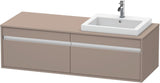 Duravit Ketho Waschtischunterbau 1400 mm wandhängend, 2 Auszüge, weiß matt, Becken links