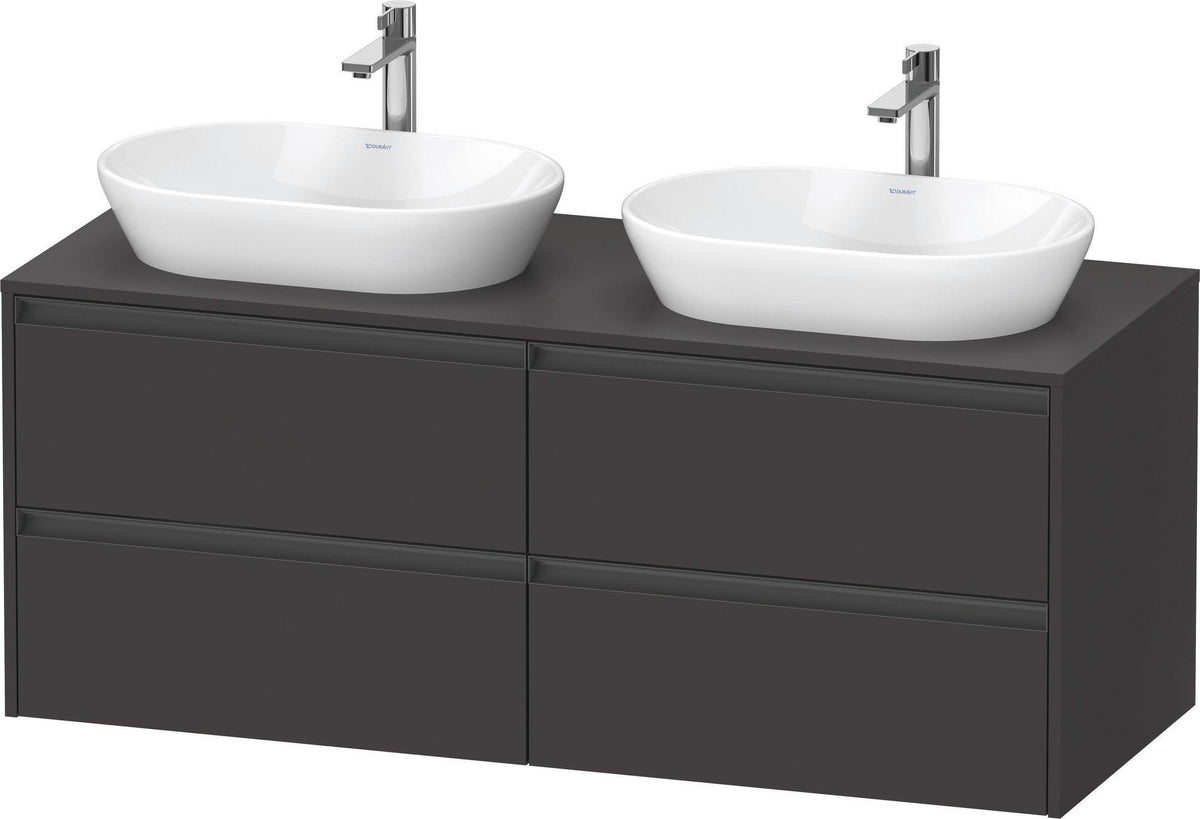 Duravit Ketho.2 Waschtischunterbau 1400 mm betongrau matt mit 4 Schubkästen