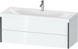 DURAVIT XViu c-bonded Waschtischunterbauset 1200 mm, 2 Schubkästen, schwarz matt/weiß hochglanz