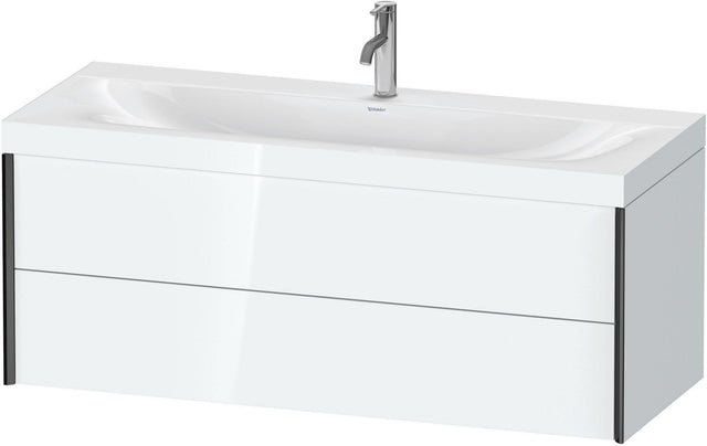 DURAVIT XViu c-bonded Waschtischunterbauset 1200 mm, 2 Schubkästen, schwarz matt/weiß hochglanz