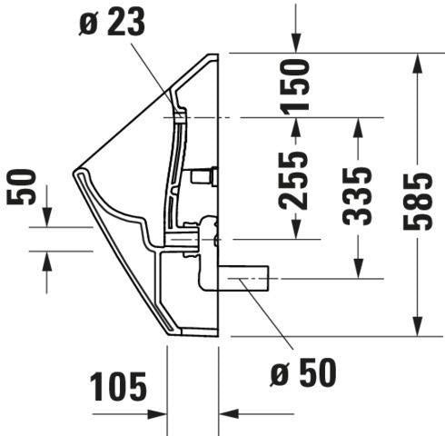 DURAVIT Urinal Viu rimless weiß mit Spüldüse, Zulauf hinten, 305x310x585 mm