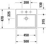 DURAVIT Vero Air Aufsatzbecken 500 mm, weiß, ohne Überlauf, mit Hahnlochbank, geschliffen