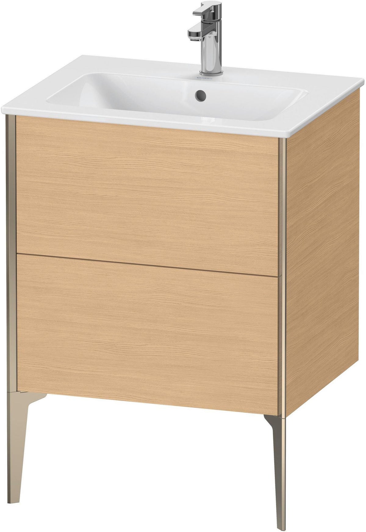 DURAVIT XViu Waschtischunterbau bodenstehend 610 mm, 2 Auszüge, weiß matt – Tip-On & Soft-Close