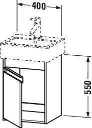 DURAVIT Ketho Waschtischunterbau 320x400x550mm Eiche Terra, 1 Tür links, wandhängend