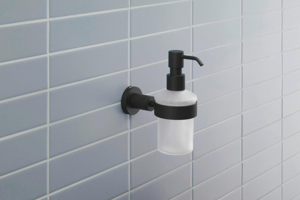 DURAVIT D-Code Seifenspender mit Glasflakon und verchromtem Messinghalter für Wandmontage