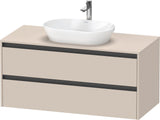 Duravit Ketho.2 Konsolen-Waschtischunterbau 1200 mm betongrau matt mit 2 Schubkästen
