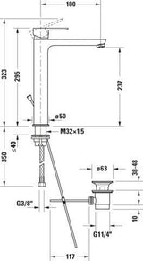 DURAVIT A.1 Einhebel-Waschtischmischer XL Chrom mit Zugstange – 180 mm Ausladung, Keramikmischsystem