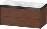 DURAVIT XViu c-bonded Waschtischunterbauset 1000 mm, 2 Schubkästen, Nussbaum gebürstet, schwarz matt