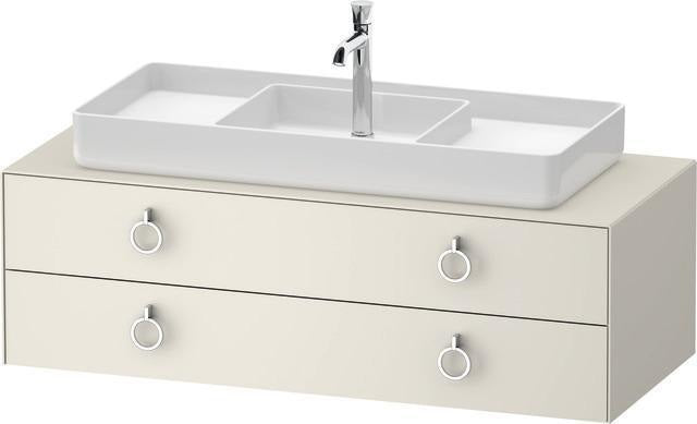 Duravit White Tulip Waschtischunterbau 1300 mm Nussbaum mitte, weiß seidenmatt, LED