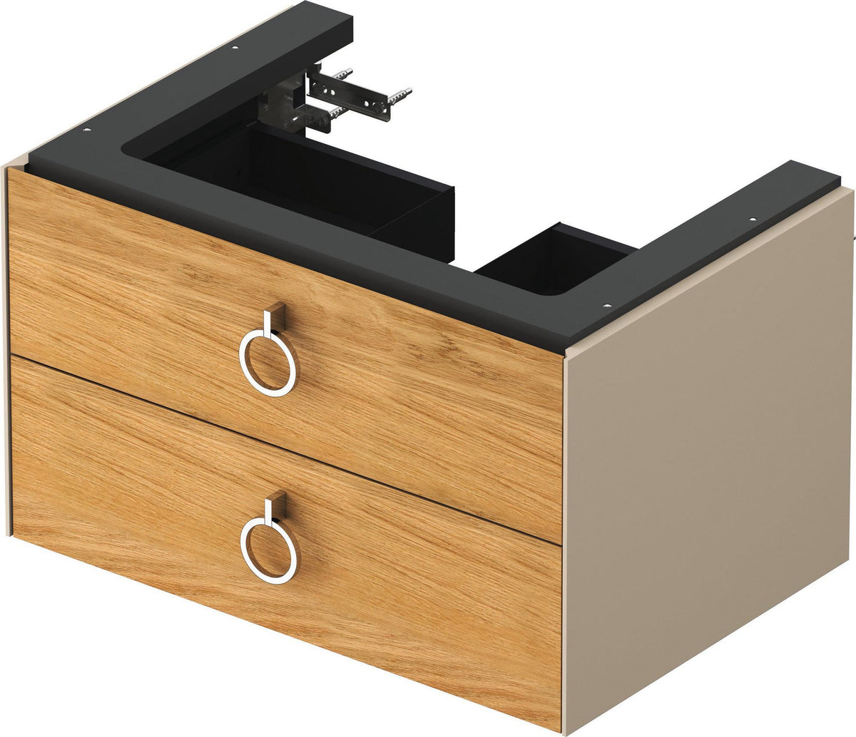 Duravit White Tulip Waschtischunterbau wandhängend 684 mm mit 2 Schubkästen und Griff, weiß seidenmatt