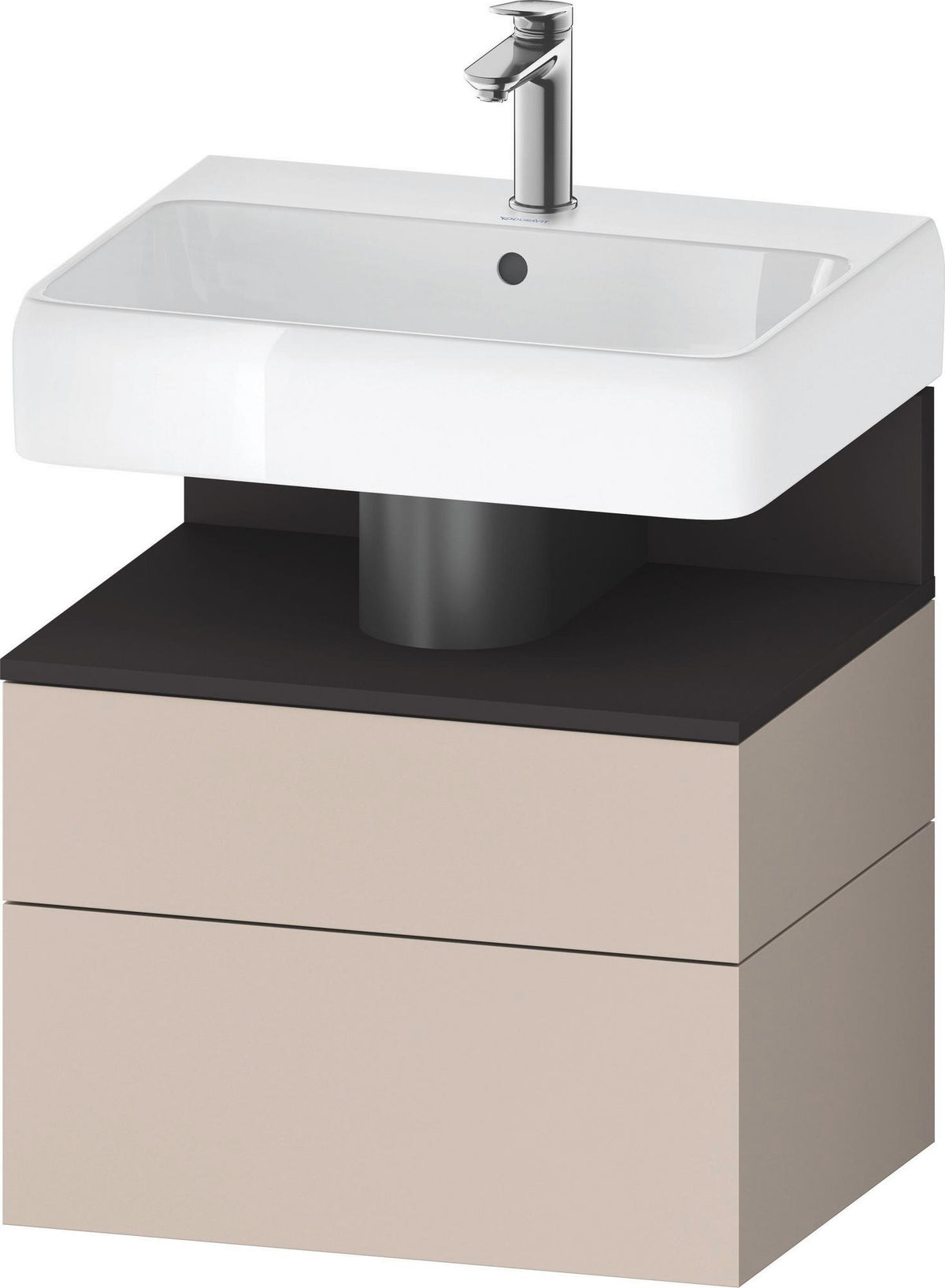 DURAVIT Qatego Waschtischunterbau 590 mm wandhängend, 1 Auszug, weiß Hochglanz, Nische Eiche Schwarz
