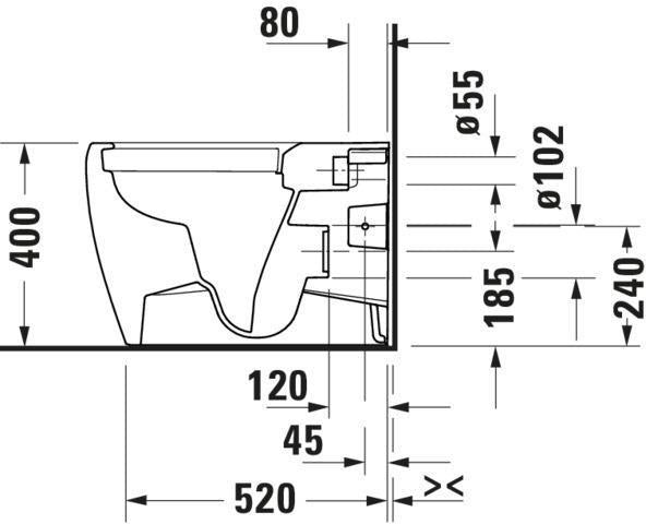 DURAVIT Qatego Stand-WC spülrandlos 600 mm, Abgang waagerecht, weiß HG