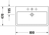 DURAVIT Waschtisch Vero 800 mm mit Überlauf, 1 Hahnloch, weiß – Wandmontage