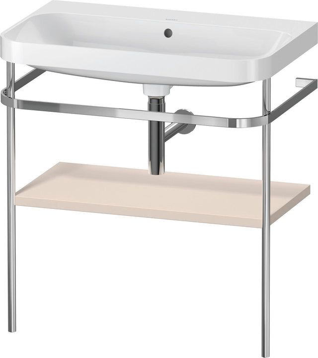 DURAVIT Happy D.2 c-shaped Waschtisch-Set 775 mm mit Metallkonsole, taupe seidenmatt