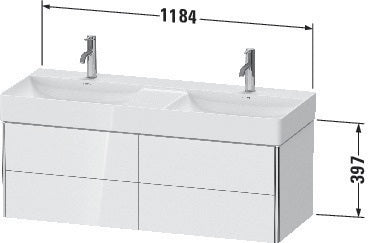 Duravit XSquare Waschtischunterbau 1184 mm wandhängend mit Schubkasten in s-matt