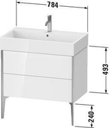 Duravit Waschtischunterbau XVIU 493x784x454mm Prof. Champ matt weiß matt – 2 Auszüge, Tip-On-Technik